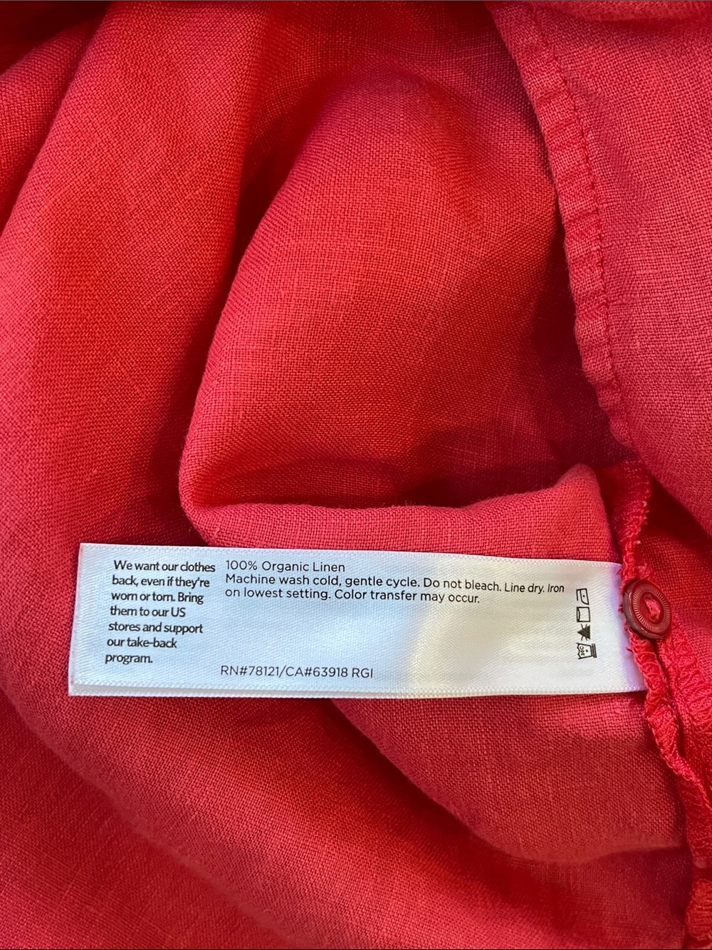 ❤️ Eileen Fisher Organic Linen Dress Button Down Sleeveless Size XXS Coral - Picture 6 of 8